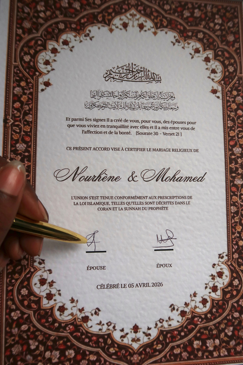 Certificat mariage papier - Amour