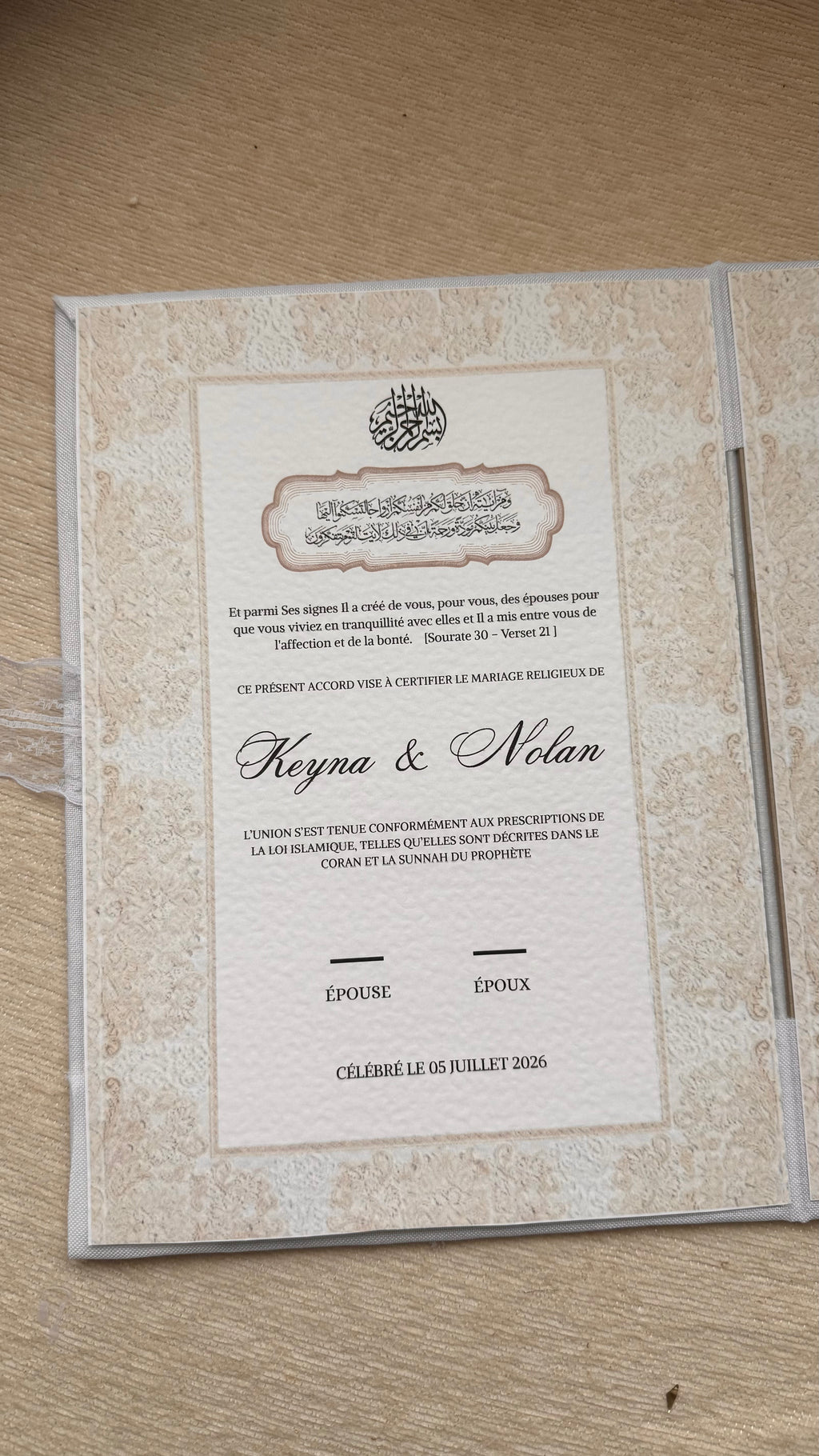 Livret de mariage religieux