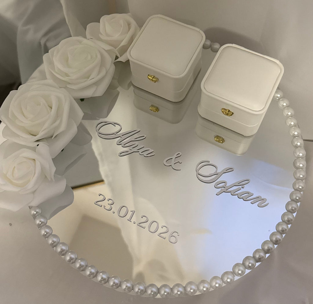 Plateau alliances - Roses blanches 25cm