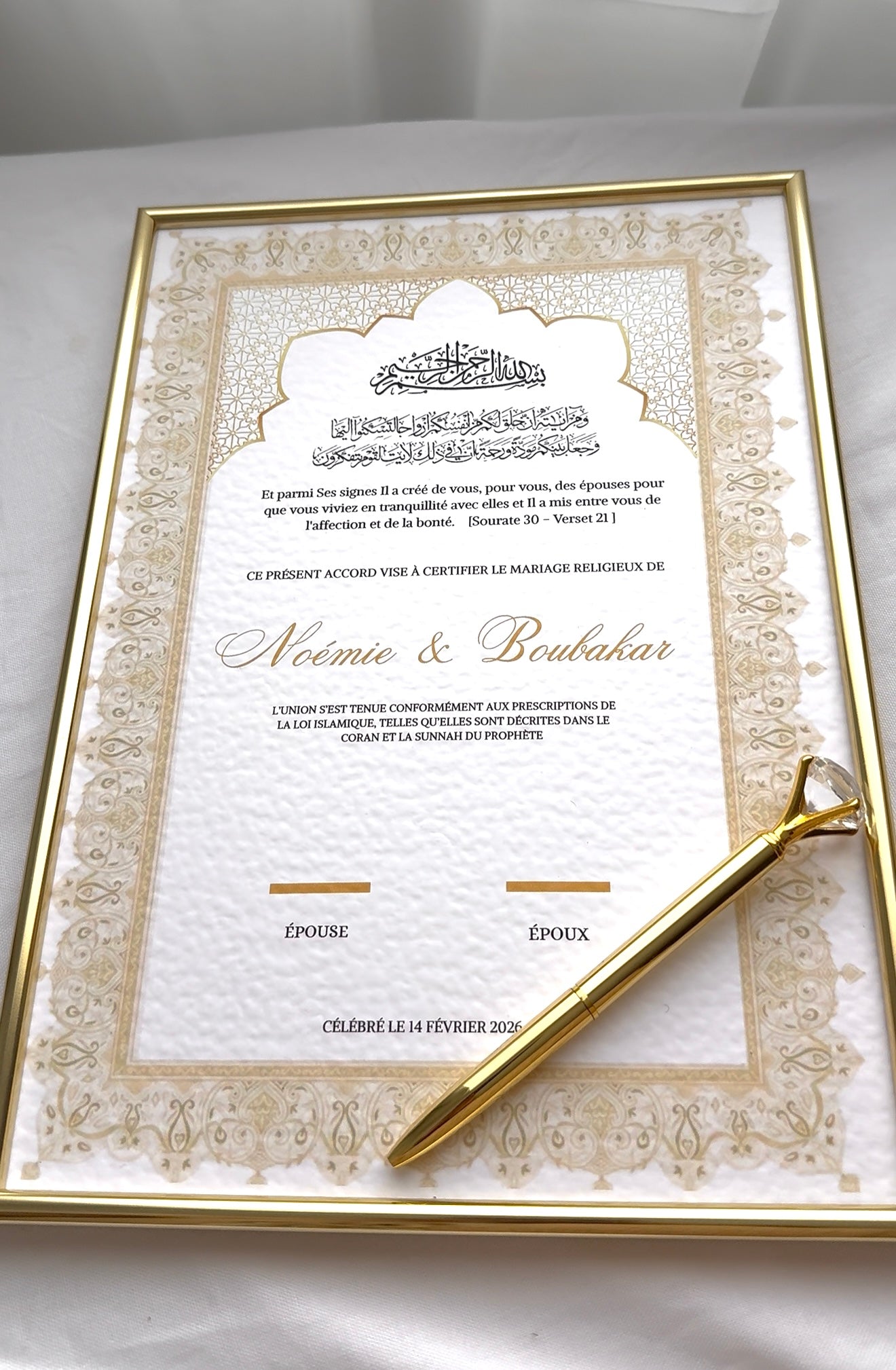 Certificat mariage - cadre papier