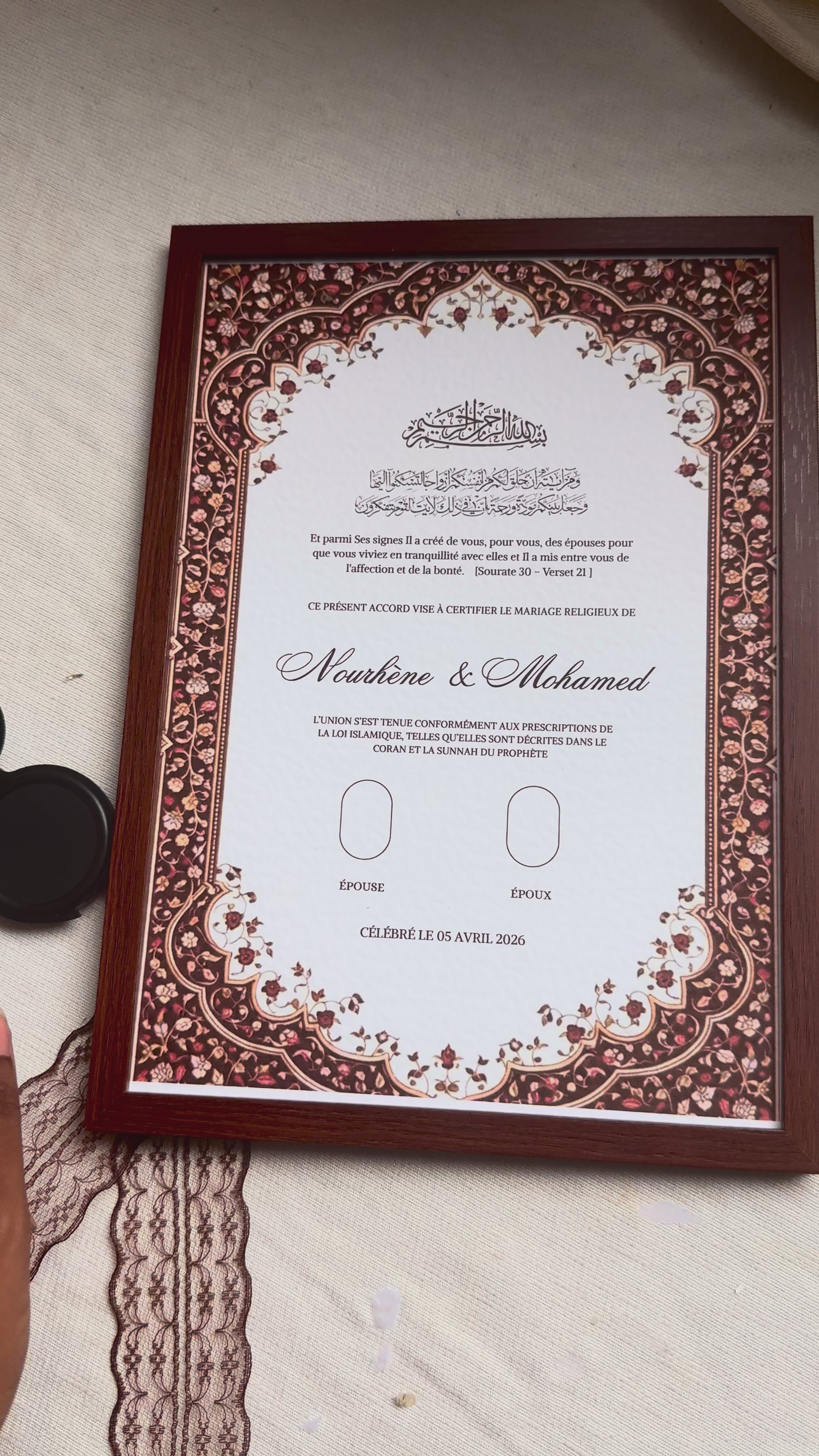 Certificat mariage papier - Amour
