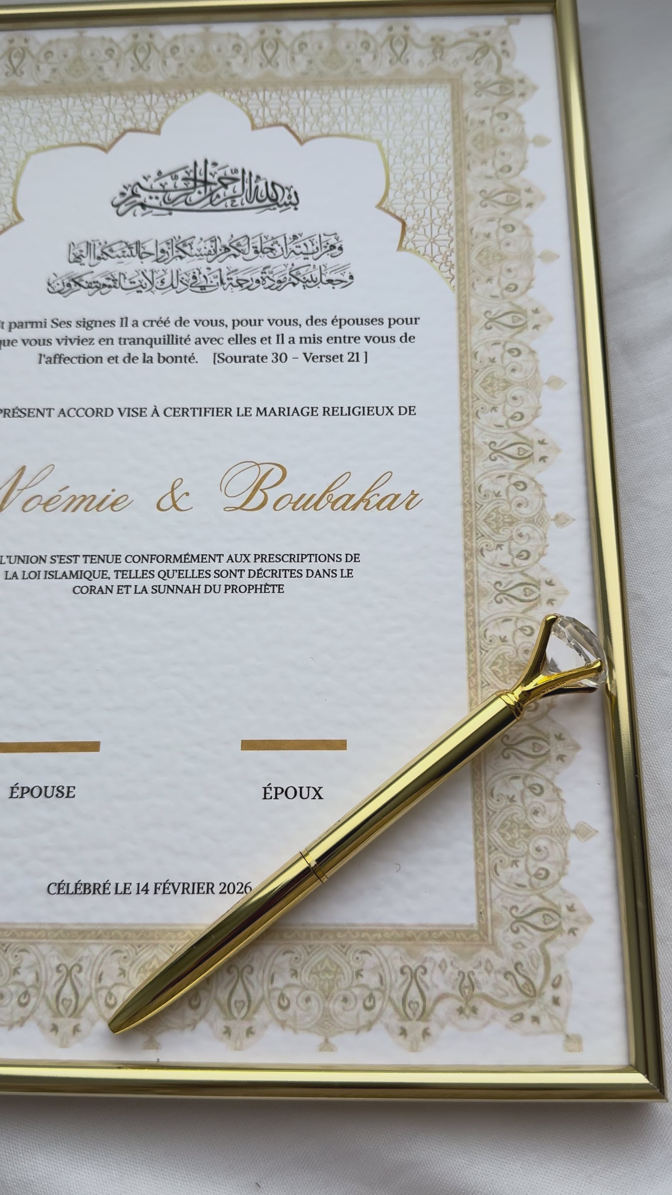 Certificat mariage - cadre papier